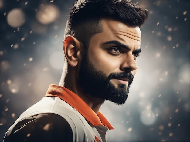 Virat Kohli Indian cricketer brush background generated by AI