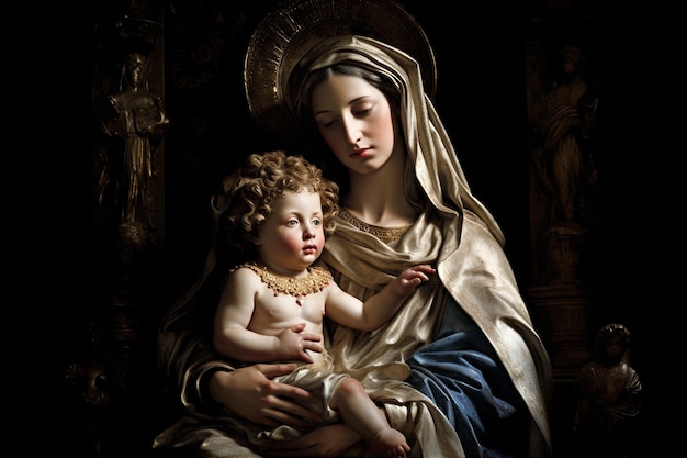 Virgen del Carmen Heilige Maagd Maria Geloof Bijbel theologie Moeder van God Christendom carmel Moeder van Jezus Christus Een van de centrale figuren van de Europese en wereldcultuur Generatieve AI