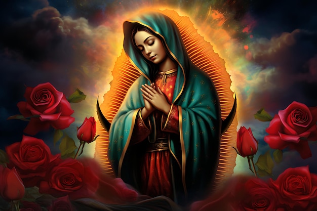 The Virgin of Guadalupe in Vibrant Colors