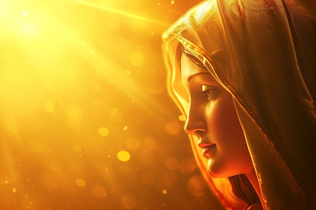 Virgin Mary mother of Jesus Christ on sunny background catholics church symbol of purity and grace