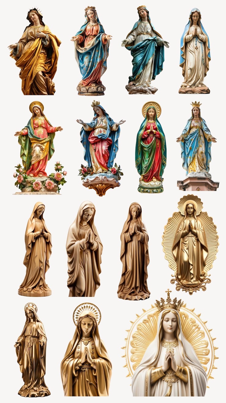 Photo virgin mary statue design element set