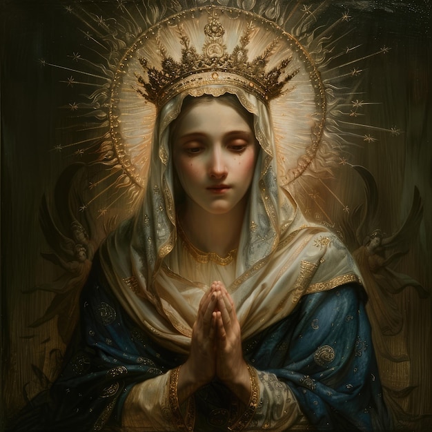 Virgin mary a symbol of faith and devotion an iconic figure in christianity representing purity grace and divine motherhood revered by believers worldwide for her sacred significance