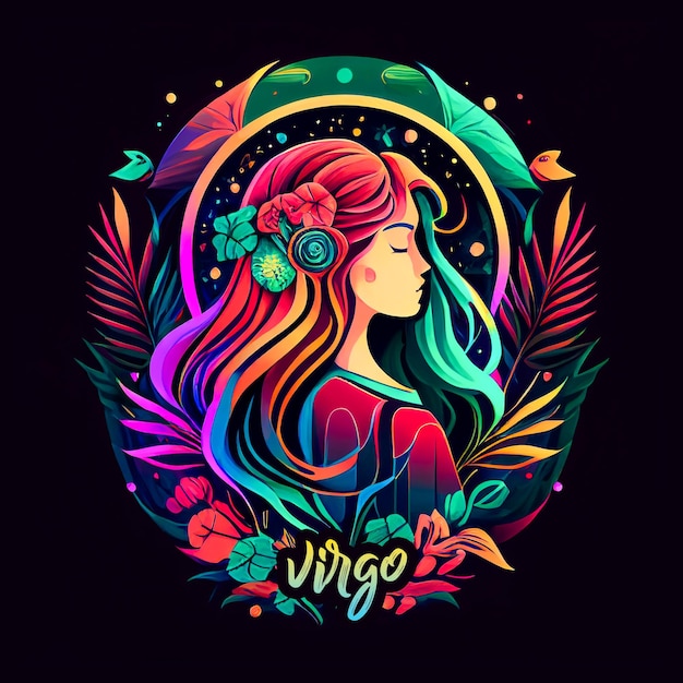Virgo horoscope sign in colourful abstract illustration. Astrology and zodiac icon.