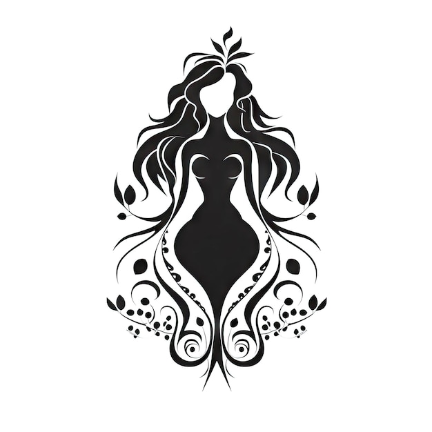 Virgo Icon Woman Zodiac Symbol Ornate Virgo Silhouette Horoscope Pictogram Minimal Astrological Sign Isolated Generative AI Illustration