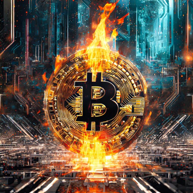 Foto segno virtuale di bitcoin in un nero futuristico