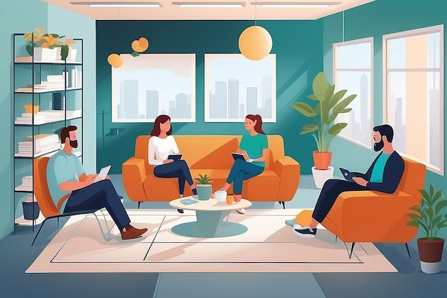 Virtual Break Room Bonding Flat Vector Gathering