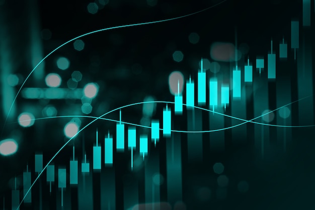 Virtual business finance graph with digital background