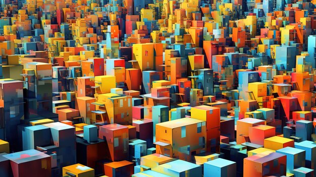 Virtual city in abstract materials Generative Ai