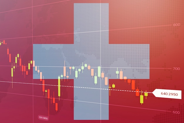 Virtual financial graph on flag of germany forex and investment concept multiexposure graph falling ...