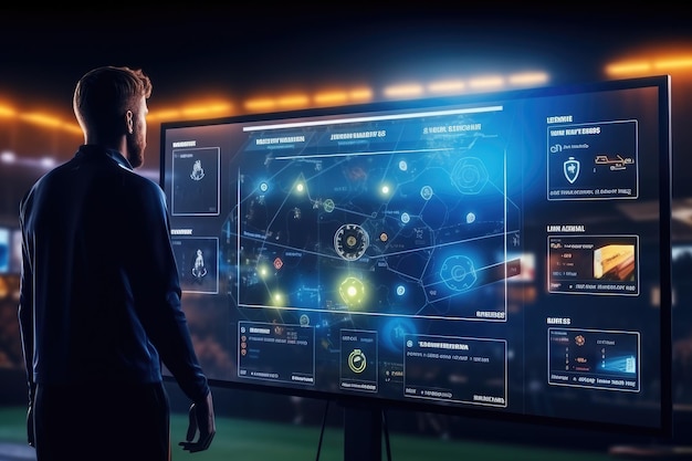 仮想の未来的なコンピューター フットボール シミュレーター