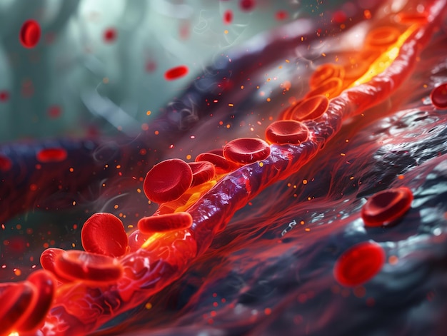 Virtual image showing cholesterol in the bloodstream