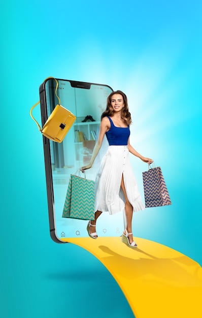 Virtual immersive experience of digital shopping collage