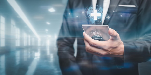 Virtual medical network connection icons awareness and spread attention on their healthcare in hospital and health insurance business Medical business health technology for health services with more