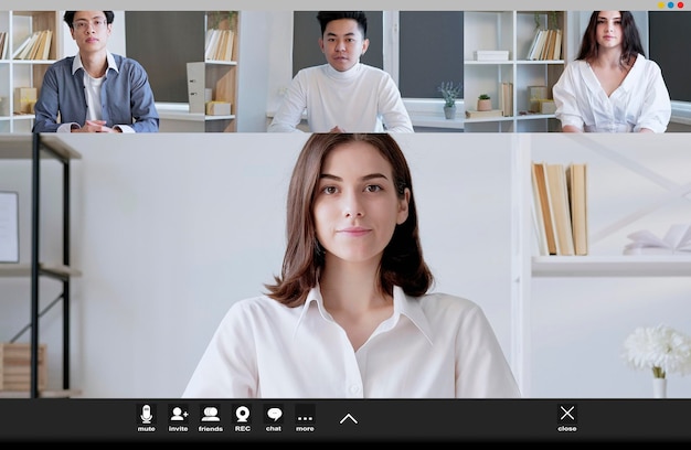 Virtual meeting webinar view screen mockup