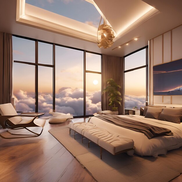 A virtual penthouse suite in the clouds blending luxury living with technological innovation