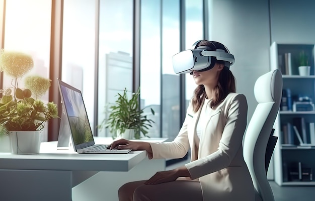 Virtual reality and business woman