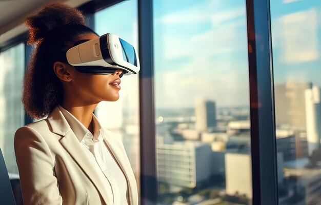 Virtual reality and business woman