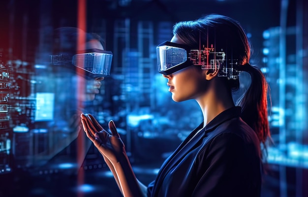 Virtual reality and business woman