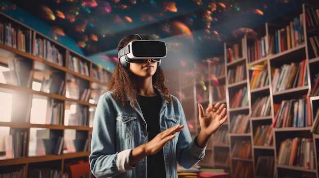 Virtual reality education immersive learning 3d simulations interactive classrooms innovative teaching methods Created with Generative AI technology