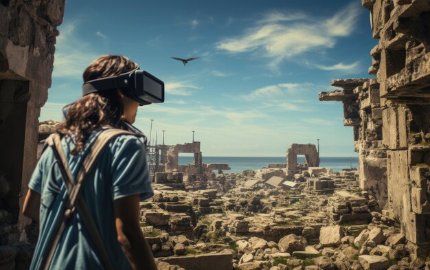 Foto spedizione in realtà virtuale in siti archeologici