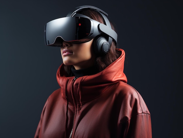 Virtual Reality Experience man Ondergedompeld in Neon Orange VR-omgeving