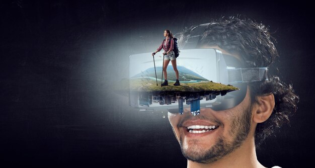 Photo virtual reality experience and technologies of the future. mixed media