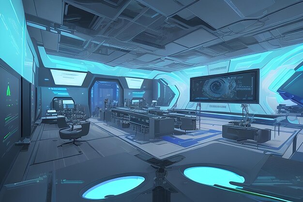 Virtual reality futuristic science lab