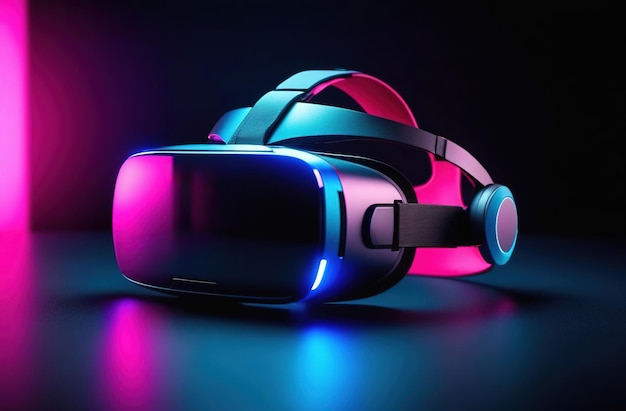 Photo virtual reality glasses on dark background