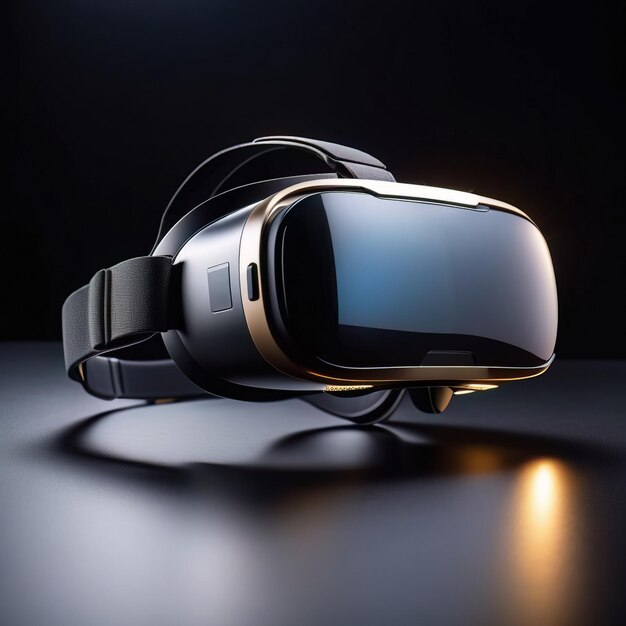 Photo virtual reality glasses on dark background