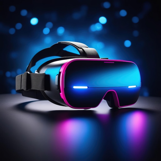 Photo virtual reality glasses on dark background