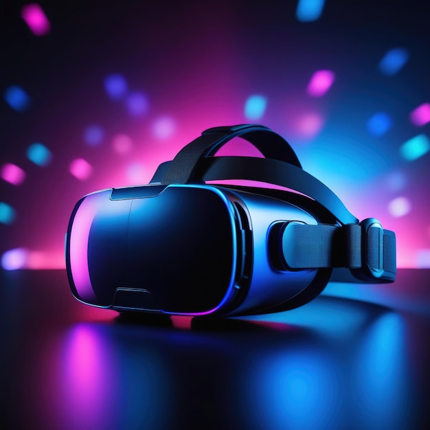 Photo virtual reality glasses on dark background