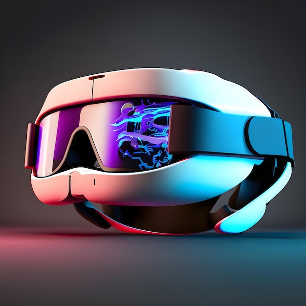 Virtual Reality Glasses Neon Lights and Headphones