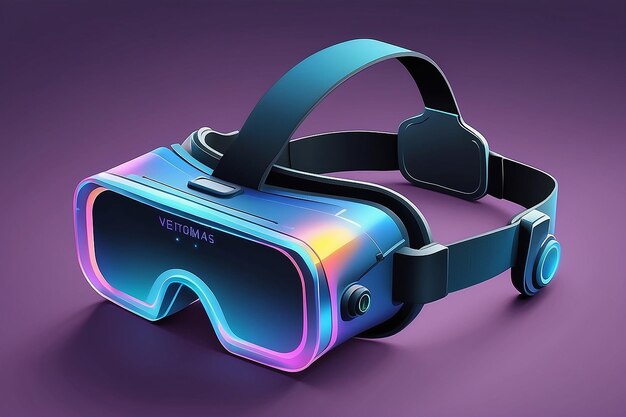 Photo virtual reality goggles for simulated experiments vector illustration in flat style