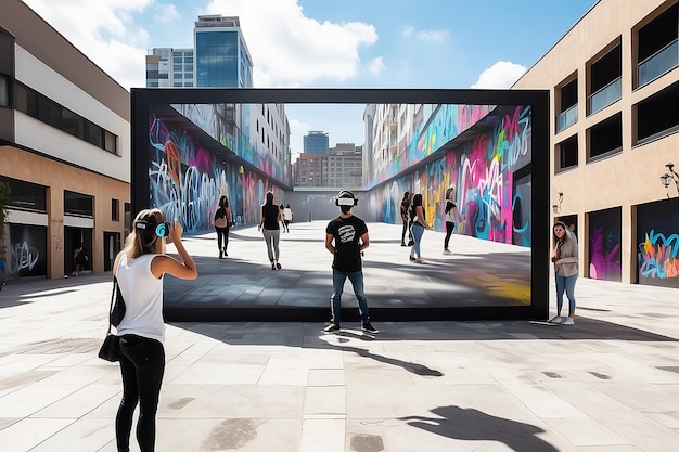 Photo virtual reality graffiti experience mockup