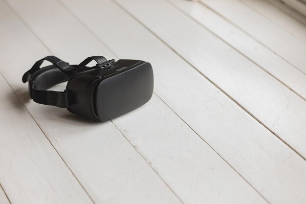 Virtual reality headset placed on the floor
