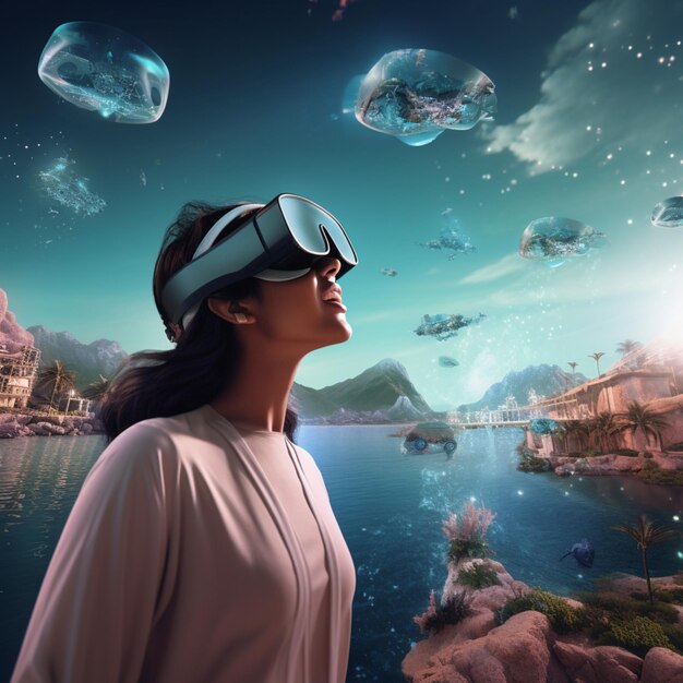 Foto caschi di realtà virtuale tecnologia di realtà aumentata