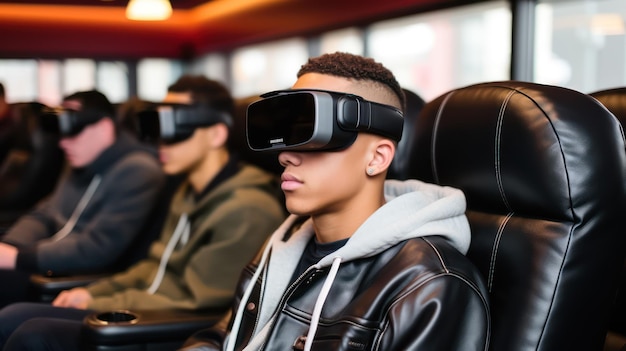 Foto immersione nella realtà virtuale una persona impegnata in varie attività indoor con occhiali proiettati