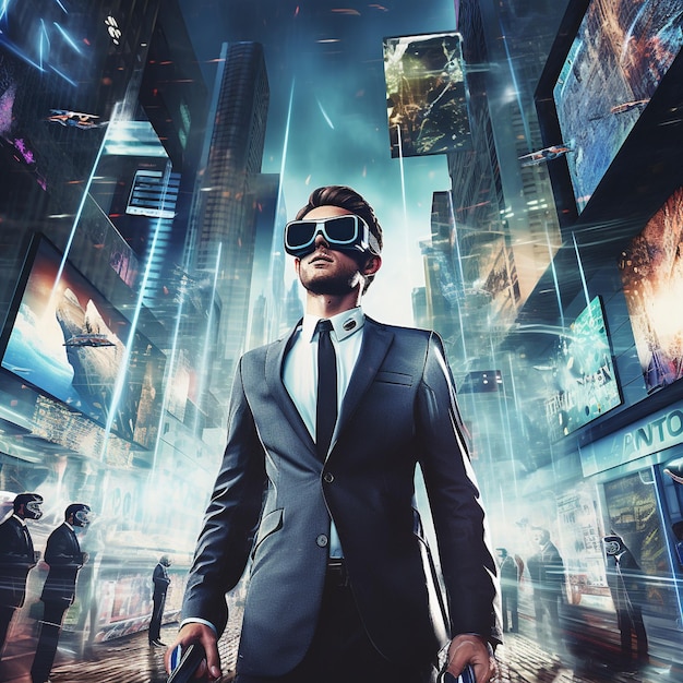 Virtual Reality-liefhebber ondergedompeld in de boeiende virtuele wereld