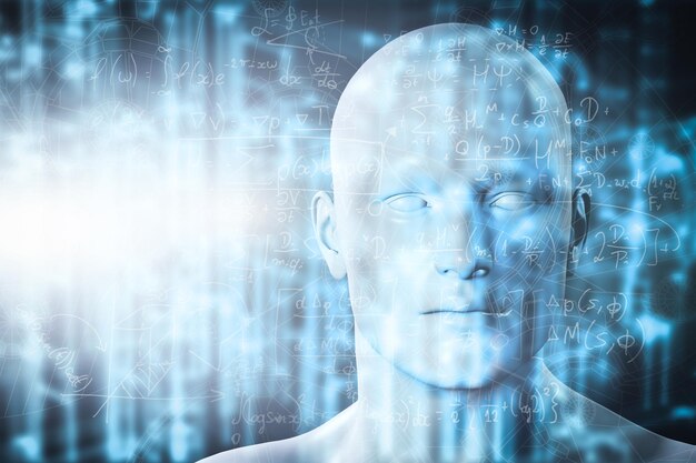 virtual reality projection human and conceptual cyberspace smart artificial intelligence future science with modern technology