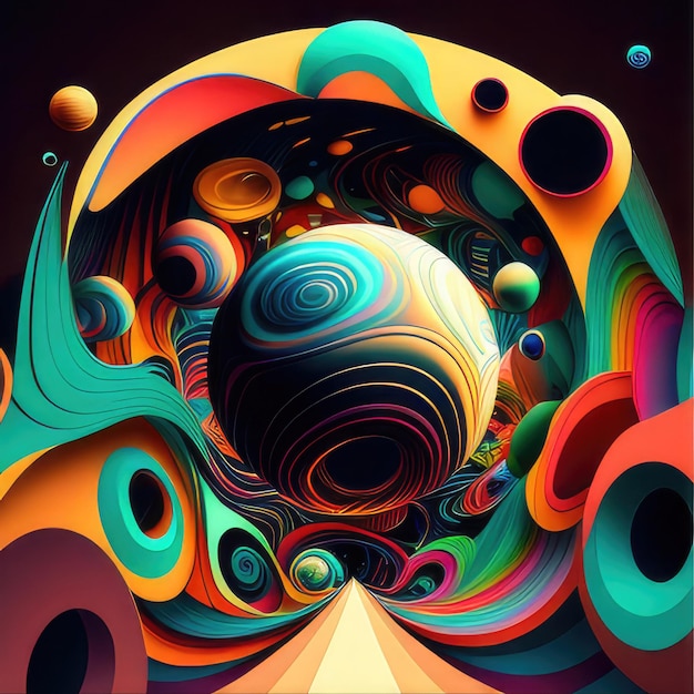 Virtual reality space with abstract multicolor