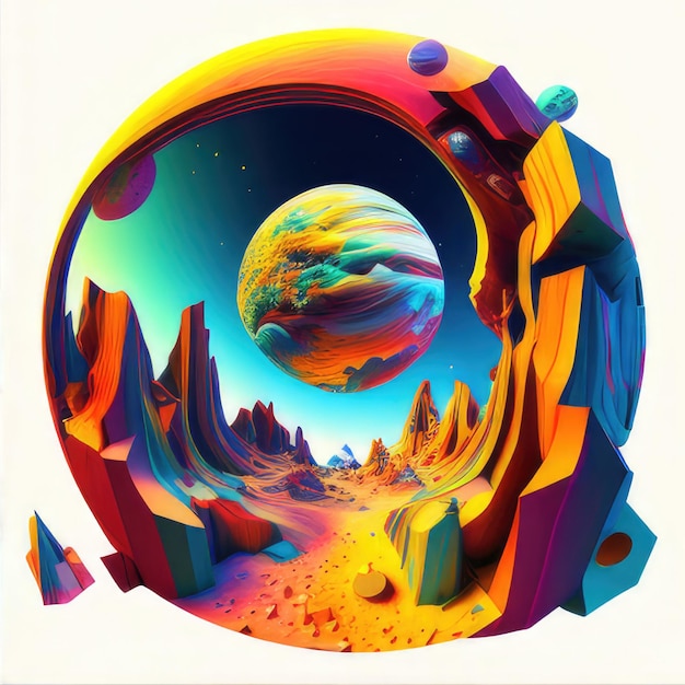 Virtual reality space with abstract multicolor