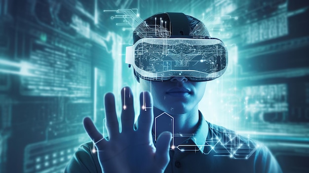 Фото Технологии виртуальной реальности в использовании людей генеративный ии