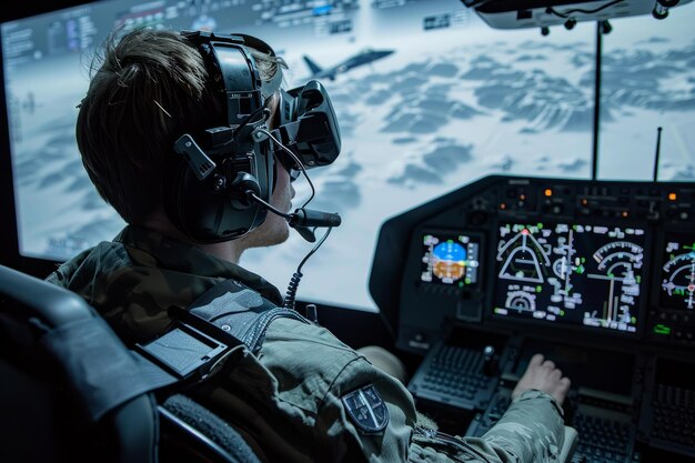 Photo virtual reality training simulations for pilots in a realistic cockpit environment