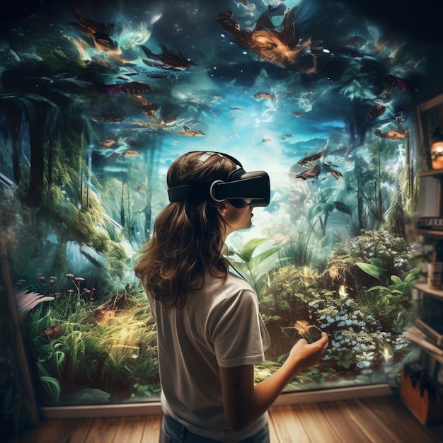 Foto giocatori di realtà virtuale vr immersion headset con tecnologia digitale tech adventure gamer