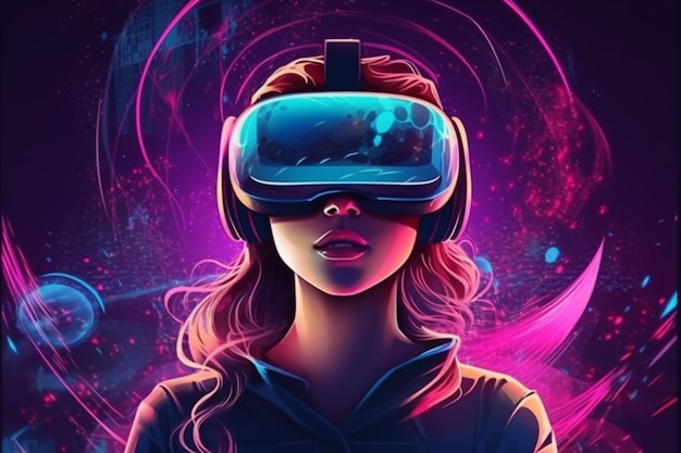 Виртуальная реальность Женщина в ар-очках Generative Ai
