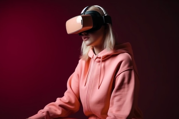 Virtual reality woman with ar glases generative ai