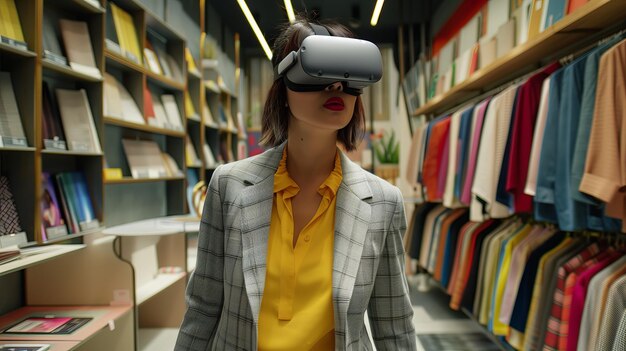 Foto realtà virtuale per le donne tecnologia innovativa di dispositivi vr e occhiali nell'intrattenimento femminile