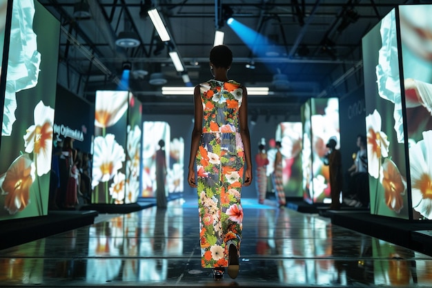 Photo a virtual runway show featuring aidesigned clothin generative ai