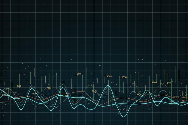 Photo virtual screen with business charts and stock data