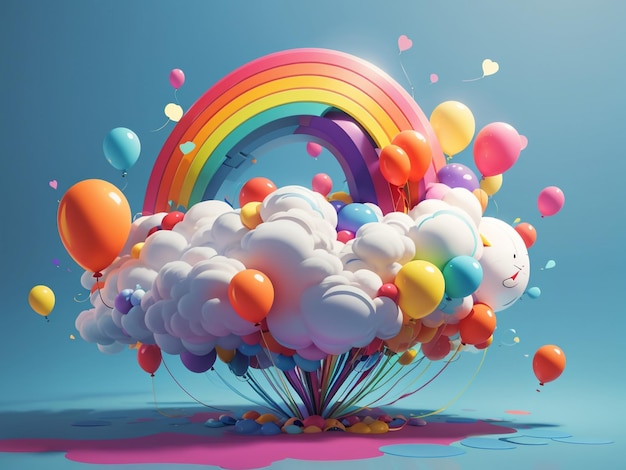 写真 バーチャル・スペクトル・シンフォニー (virtual spectrum symphony abstract 3d rainbow in generative ai illustration) は3d画像を描いた3dのレインボーが描かれている